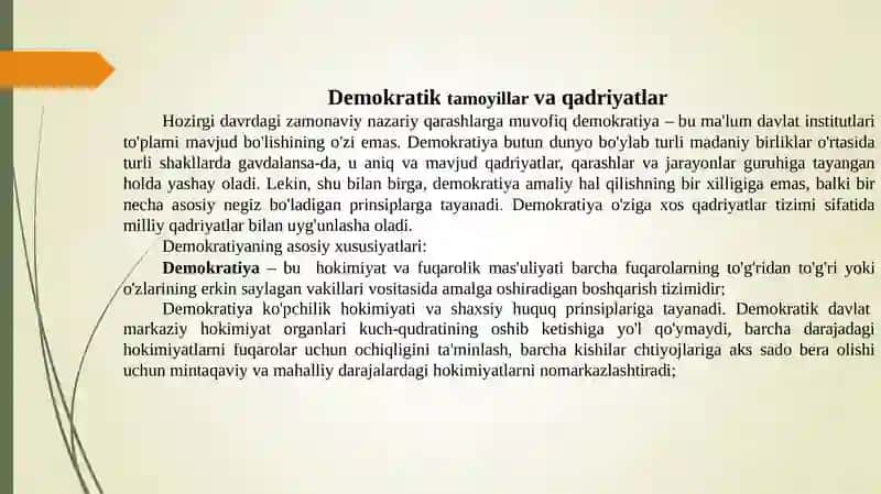 O‘zbekistonda siyosiy islohotlar. Milliy davlat boshqaruv tizimining yaratilishi. 3