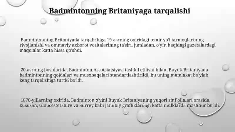 Badmintoni va stol tennis sportini kelib chiqish tarixi 3