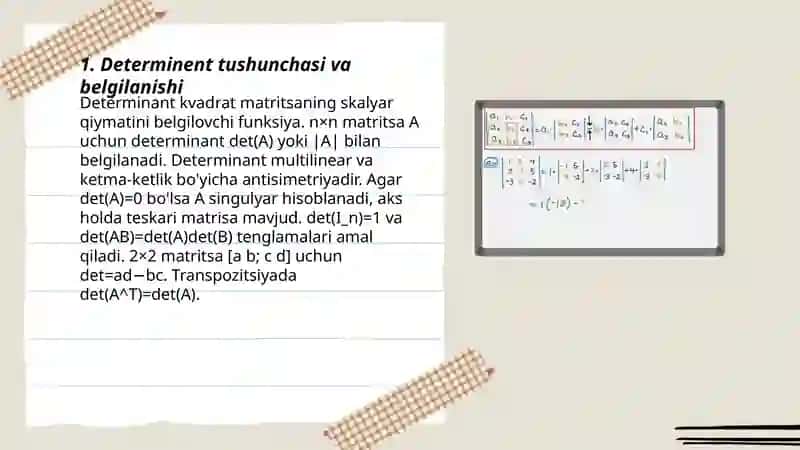 Determinantlar va ularning xossalari 3