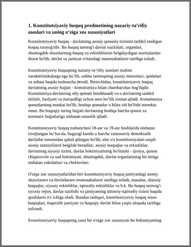 O‘ZBEKISTON RESPUBLIKASI KONSTITUTSIYAVIY HUQUQNING PREDMETINING O‘ZIGA XOS XUSUSIYATILARI 3
