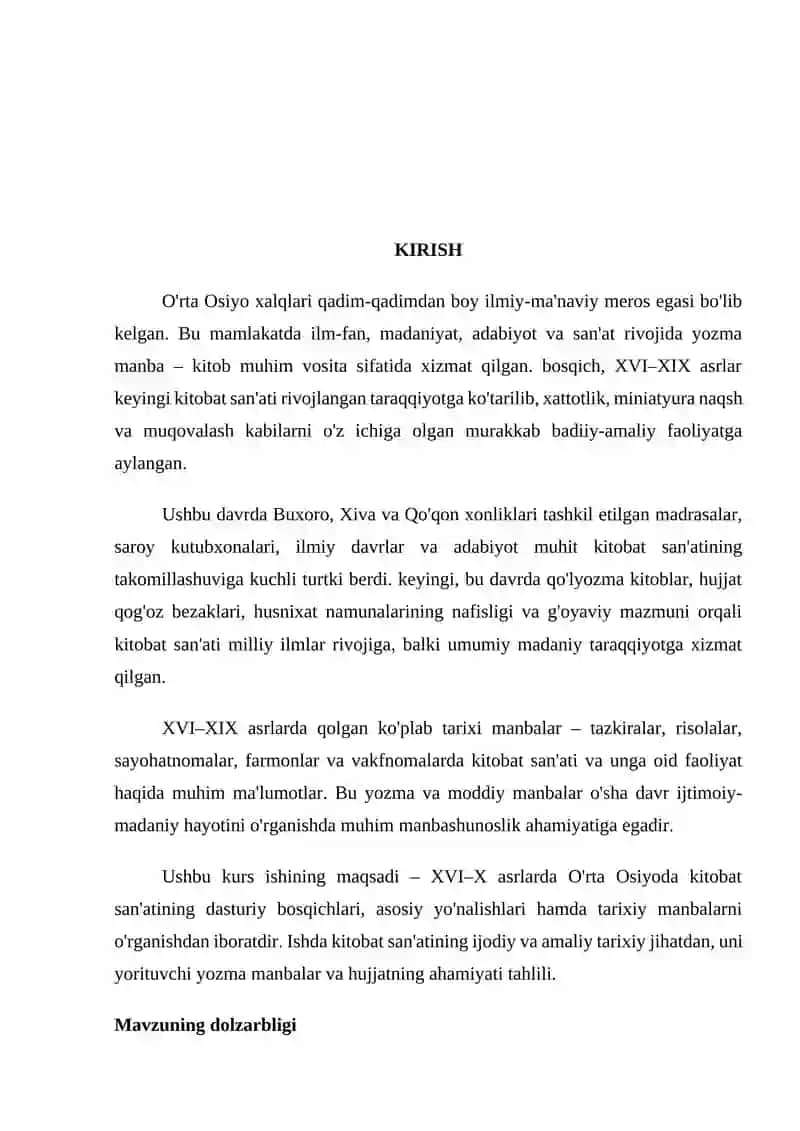 XVI—XIX ASRLARDA O‘RTA OSIYODA KITOBAT SA'NATI TARIXIGA OID MANBALAR 3