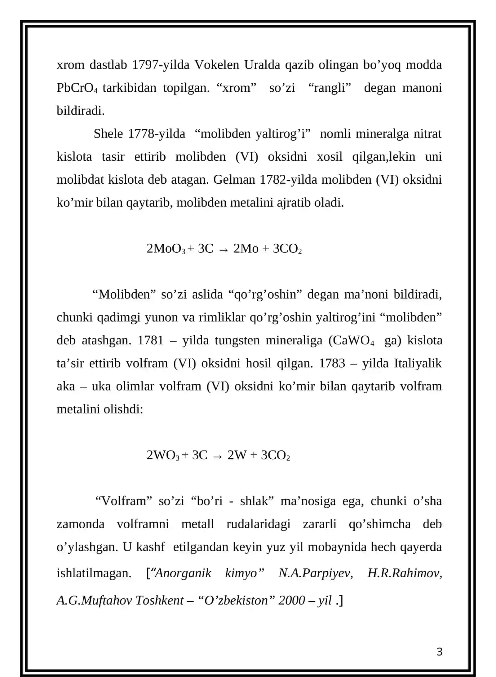 Xrom (III) oksidning olinishi va xossalari 3