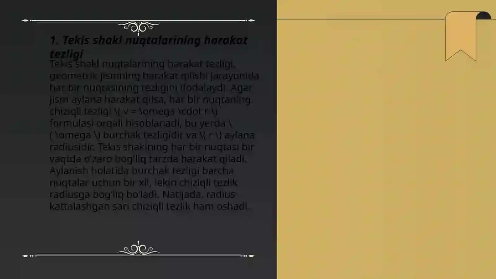Tekis shakl nuqtalarining harakat tezligi 3