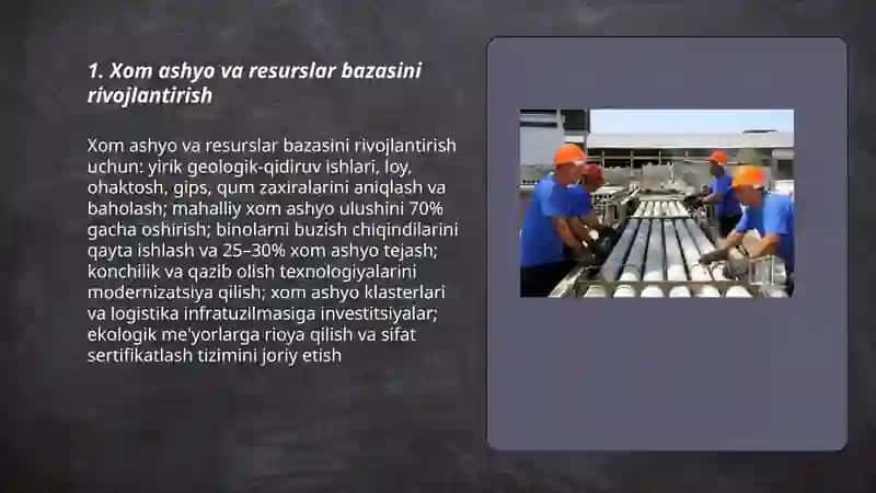 Qurilish materiallari sanoatini rivojlantirish xususiyatlari 3