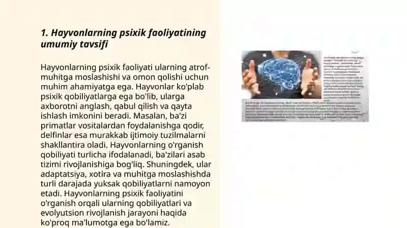 Hayvonlar psixik faoliyatining umumiy tavsifi 3