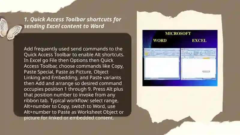 Microsoft Excel toolbar. Integrating Word and Excel 3