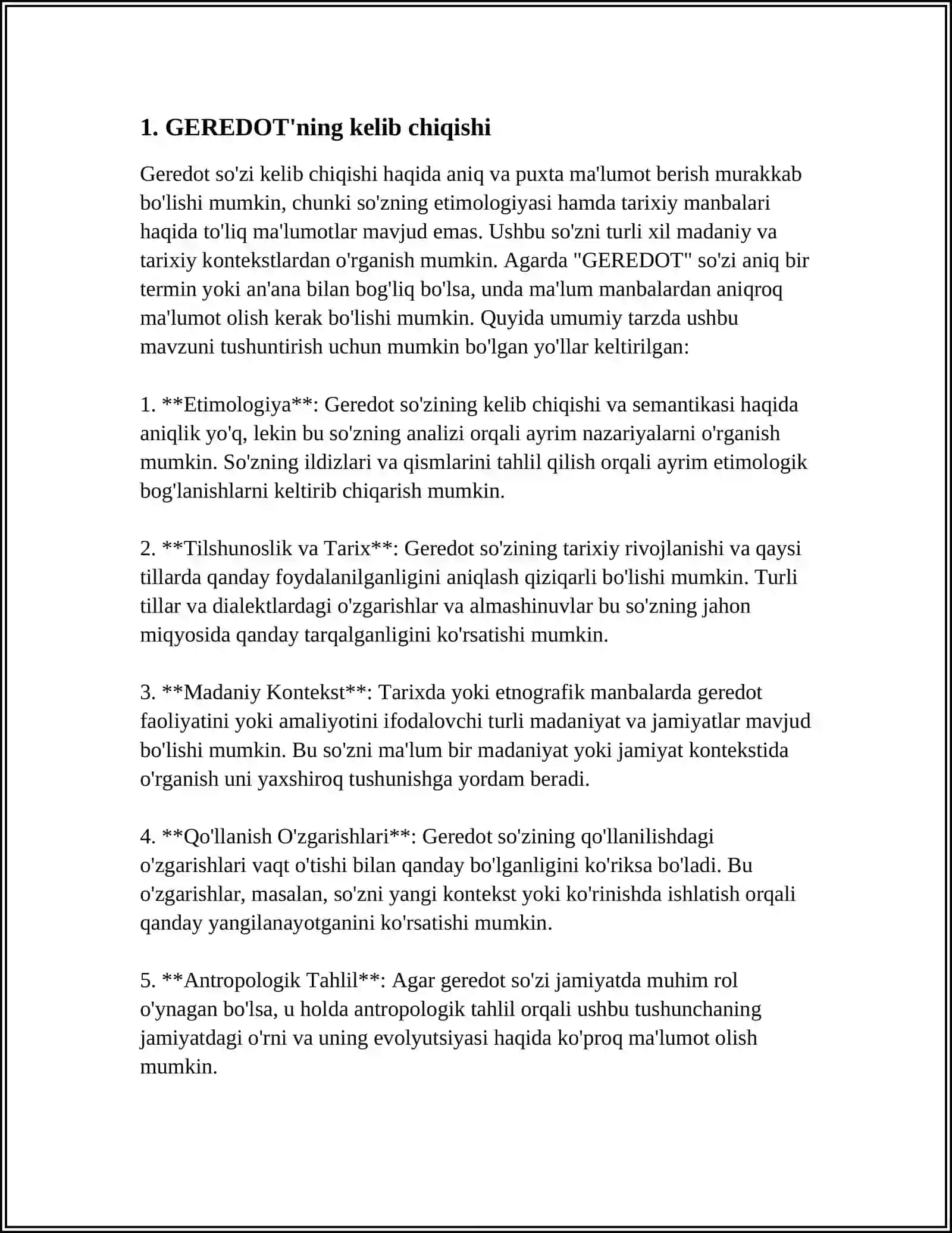 MUSTAQIL ISH Mavzu: GEREDOT 3
