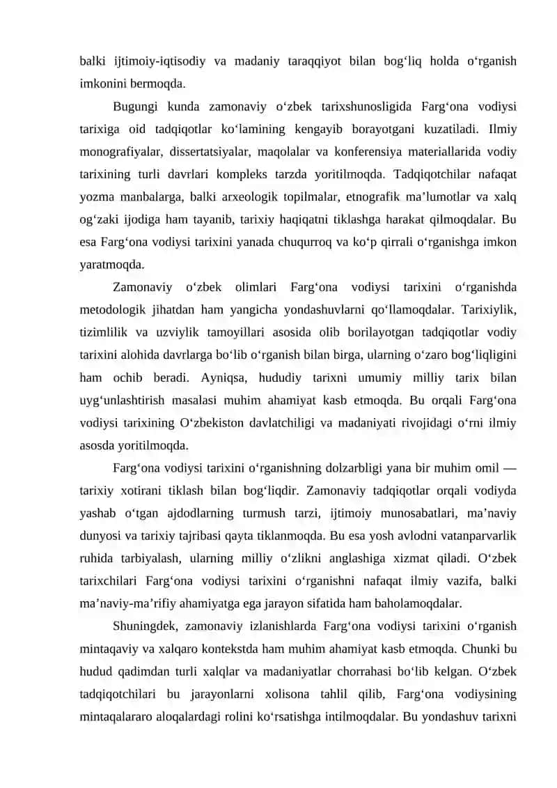 Zamonaviy o‘zbek tadqiqotchilarining Farg‘ona vodiysi tarixi haqidagi izlanishlari 3