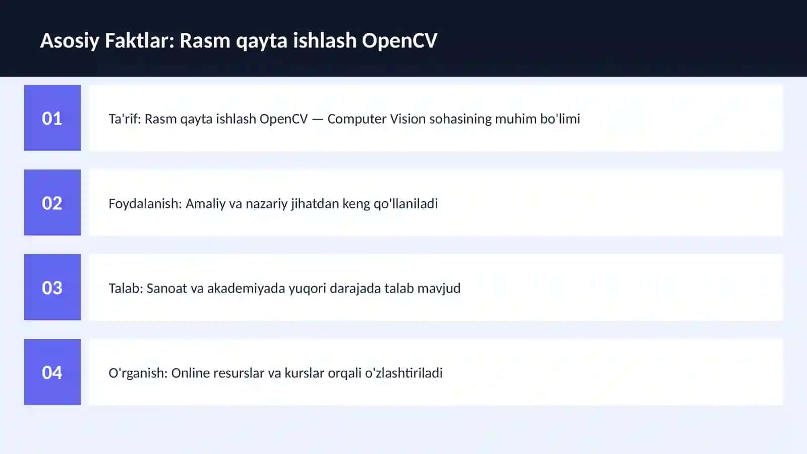 Rasm qayta ishlash OpenCV 3