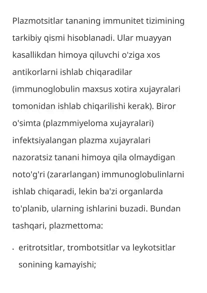 Miyelom - kasallikning barcha bosqichlarining semptomlari va prognozi 3