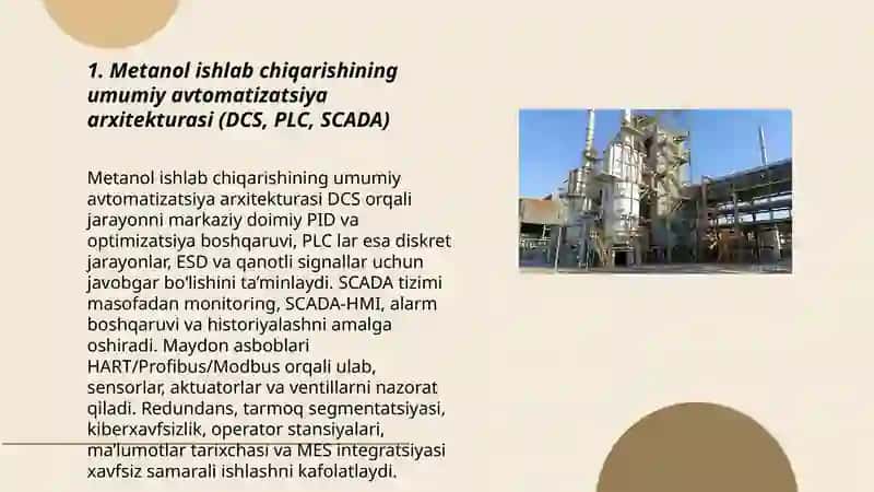 Metanol ishlab chiqarish jarayonini avtomatlashtirish 3