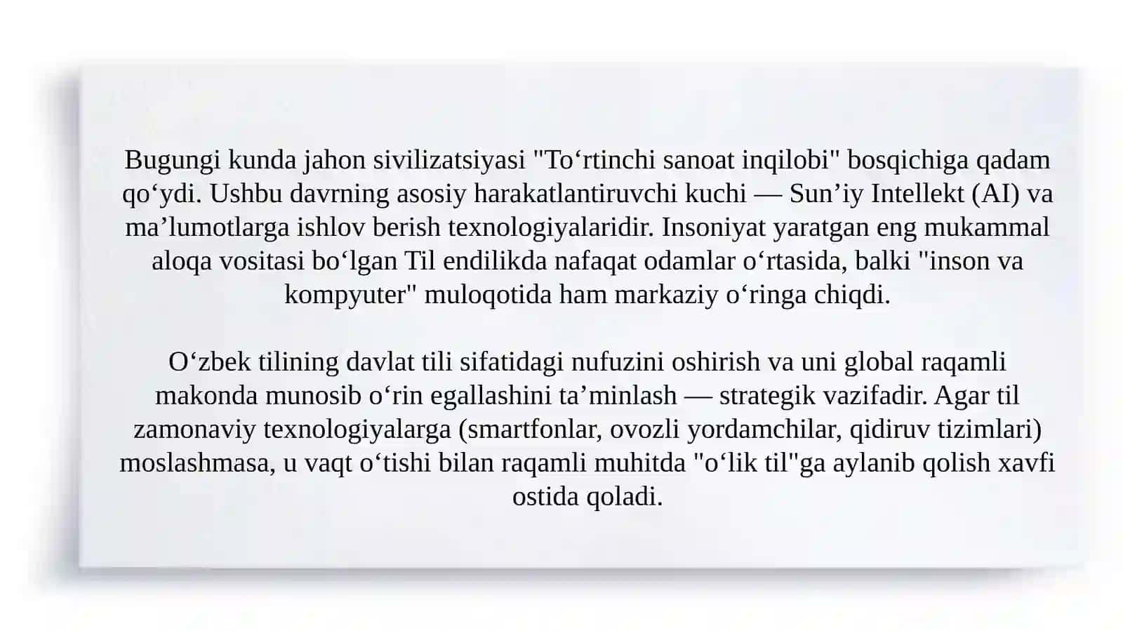 Raqamli davrda o‘zbek tilining sun’iy intellekt tizimlariga moslashuvi muammosi 3