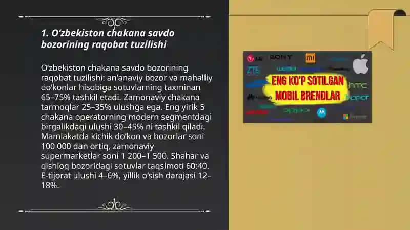 O‘zbekiston chakana savdo sektorida raqobat tahlili 3