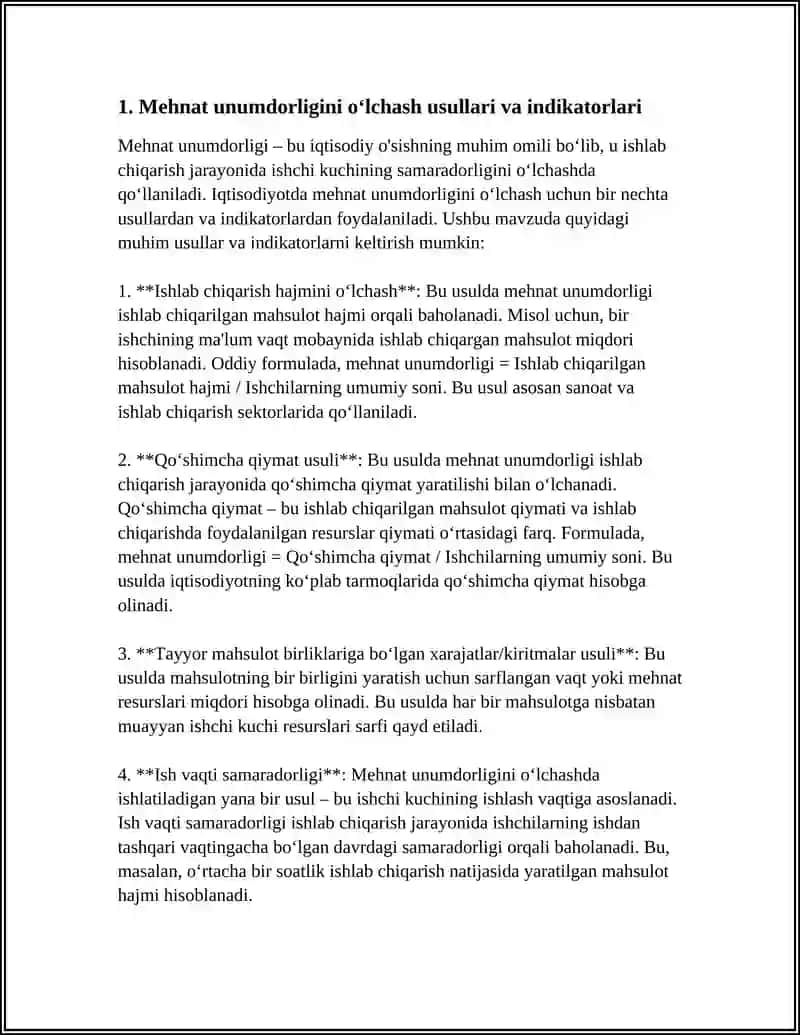 MEHNAT UNUMDORLIGI - IQTISODIY O'SISH OMILI SIFATIDA 3