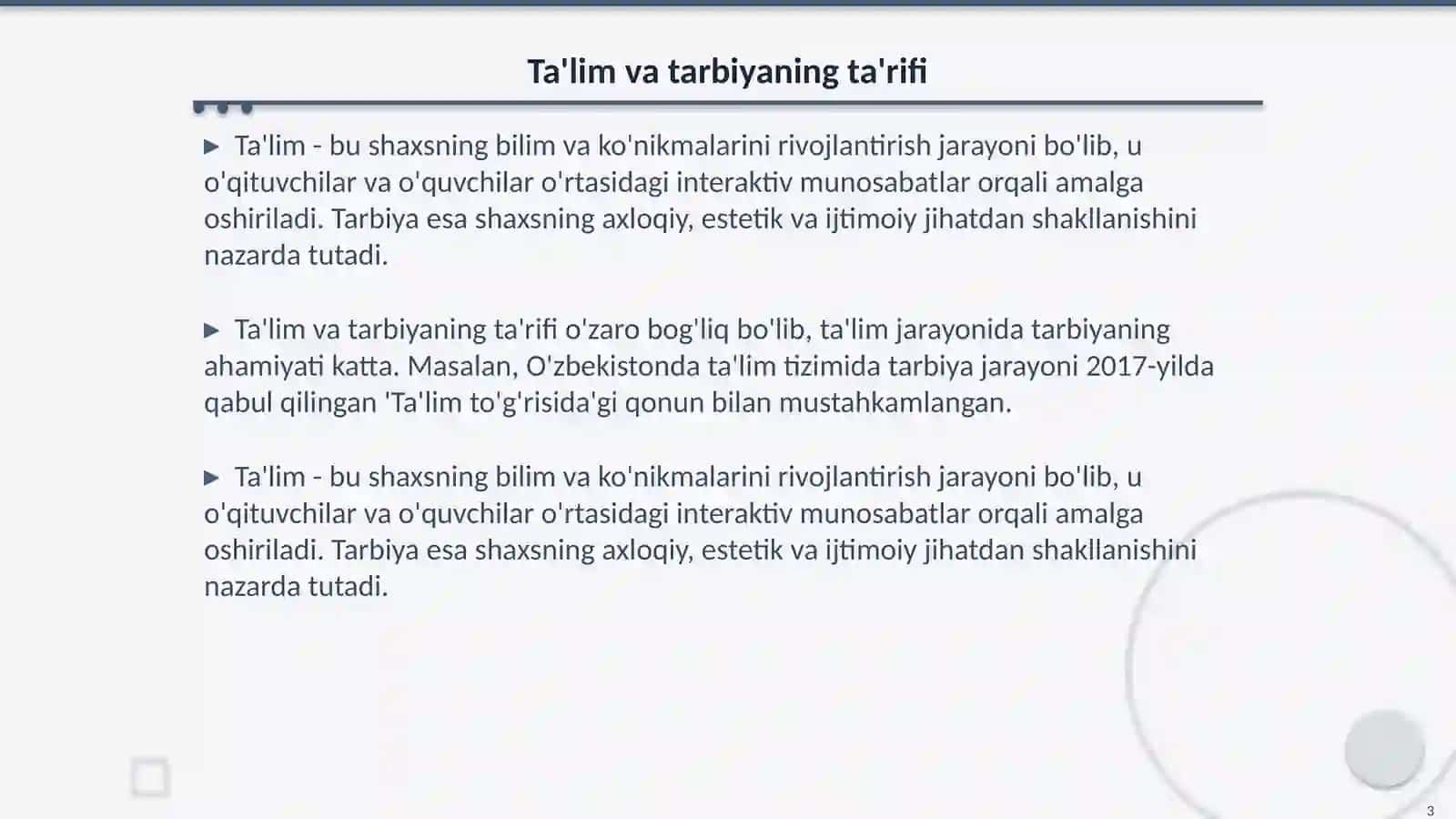 Ta'lim va tarbiya òrtasidagi uzviy boģliqlik 3
