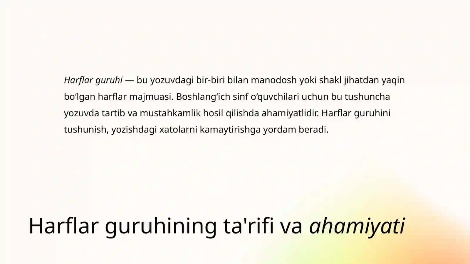 HARFLAR GURUHINING TAHLILI USTIDA ISHLASH 3