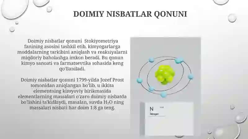 Anorganik kimyo faning asosiy qonunlari hamda ularning ahamiyati 3