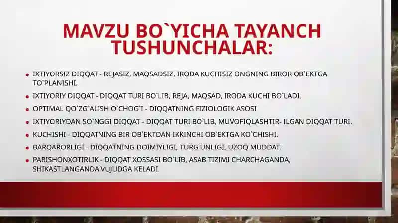 Taqdimot Diqqat turlari va uning xususiyatlari 3