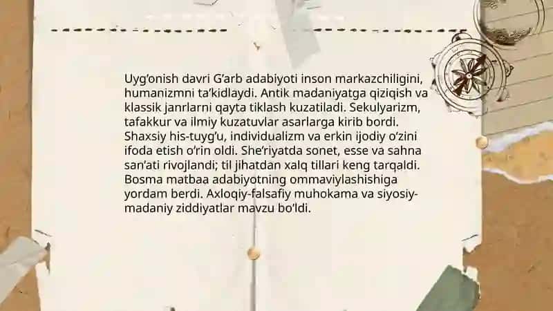 Uyg’onish davri G’arb adabiyoti 3