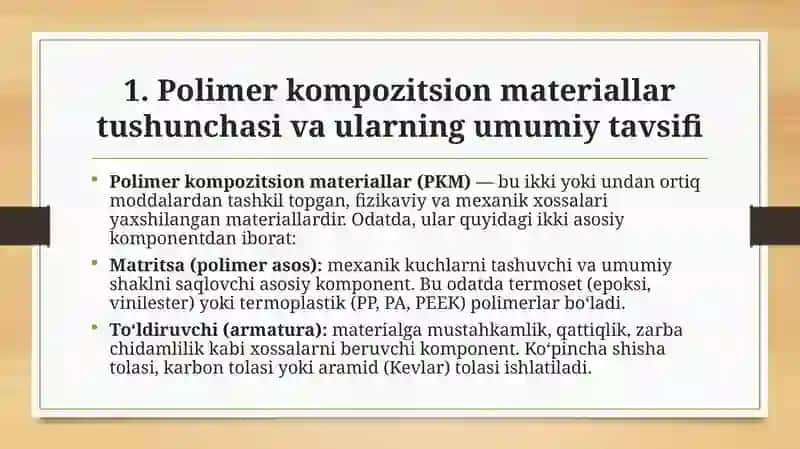 Avtomobil sanoatida polimer kompozitsion materiyallardan foydalanish tarixi va zamonaviy tendentsiyalari 3