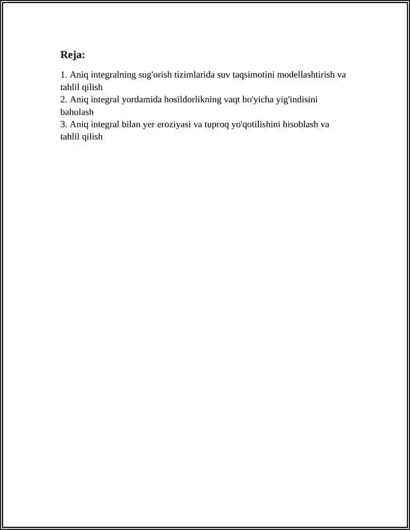 ANIQ INTEGRALNING QISHLOQ XO'JALIGI VA CHORVACHILIK MASALALARIGA TADBIQINI TAHLIL QILISH 3