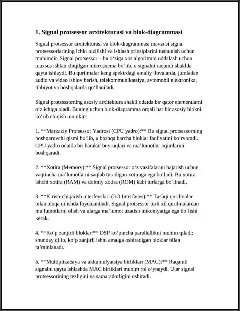 Signal protsessor arxitekturasi va blok-diagrammasi 3