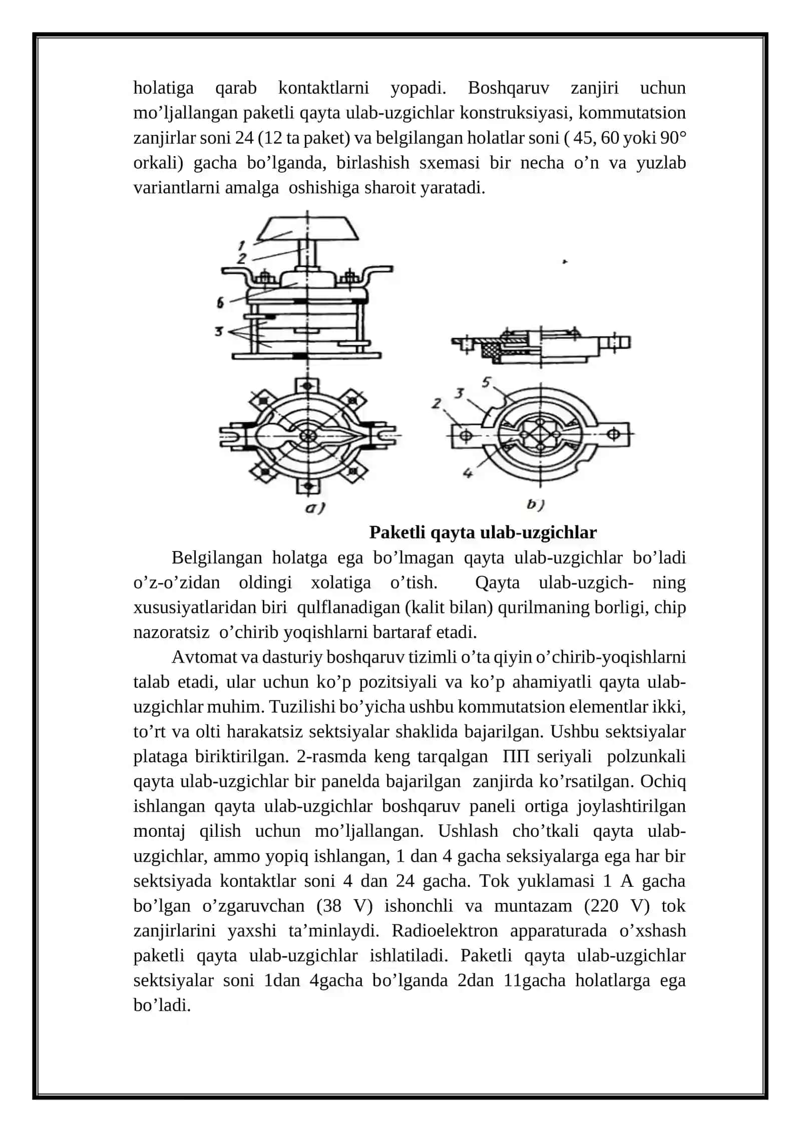 Rubilnik, pereklyuchatel, komandaapparatlar va reostatlarning vazifalari, tuzilishi, ko’rsatgichlari, qo’llanishlari 3