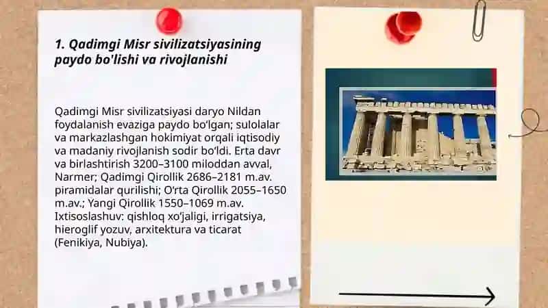 Qadimgi Misr sivilizatsiyasining paydo bo'lishi va rivojlanishi 3