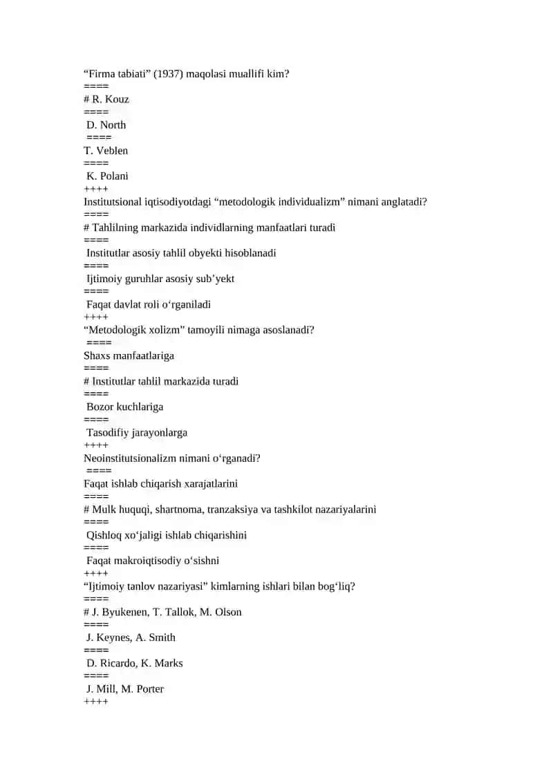 Intutsional iqtisodiyot yakuniy test savollari javoblari bilan 3