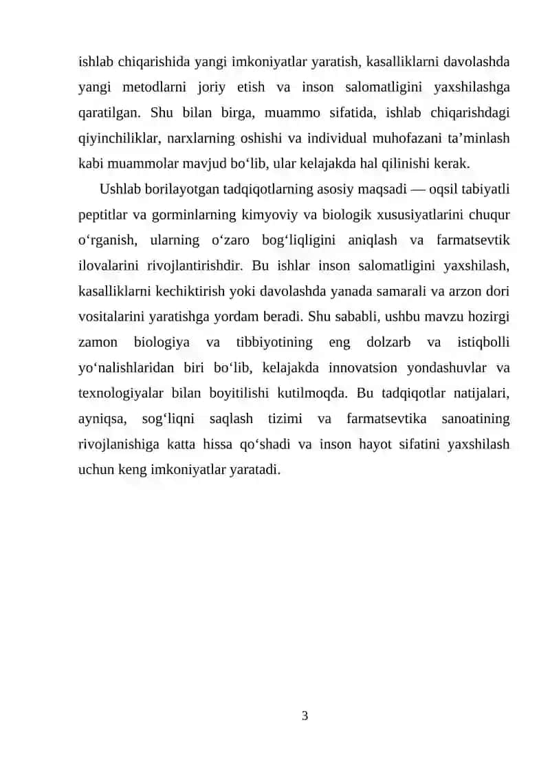 Oqsil tabiyatli peptitlarning kimyoviy tuzilishi va funksiyalari 3