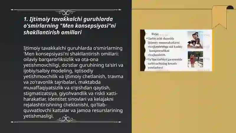 Ijtimoiy tavakkalchi guruhlarda bolalarning "Men konsepsiyasi" o'smirlarning o'zini o'zi anglashining o'ziga xos xususiyatlari 3