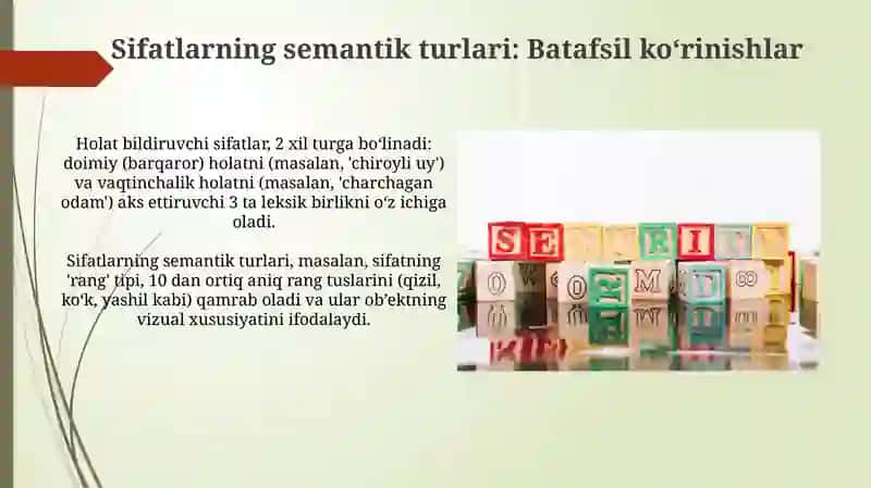 Sifatlarning semantik turlari 3