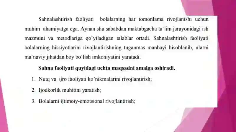 SAHNALASHTIRISH FAOLIYATI JARAYONIDA BOLALARDA IJODKORLIKNI RIVOJLANTIRISHNING O`ZIGA XOSLIGI 3