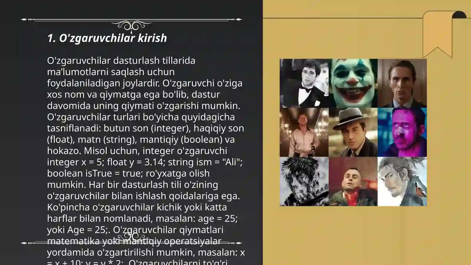 O'zgaruvchilar va ularning turlari 3