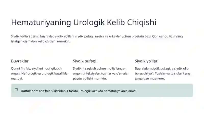 Hematuriya Sindromi: Urologik Kelib Chiqishi 3
