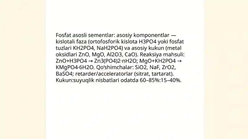Fosfat asosli sementlar 3