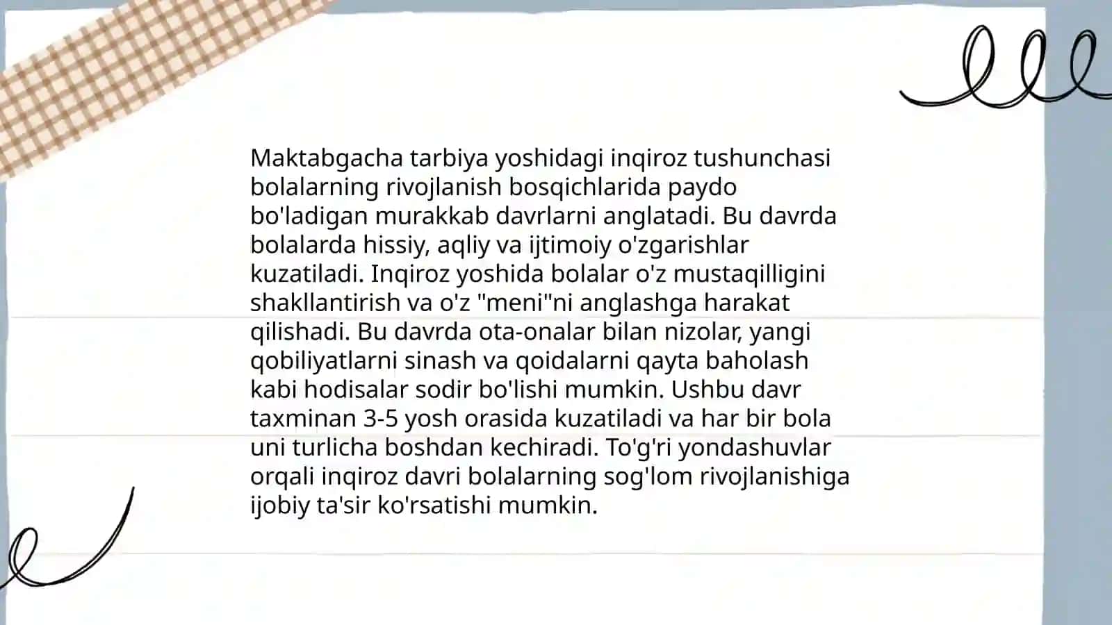 Maktabgacha tarbiya yoshidagi inqiroz 3