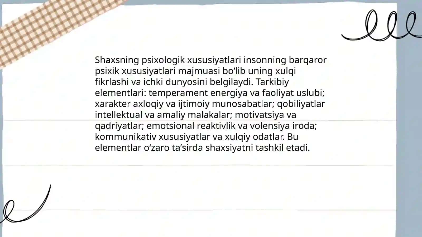 Shaxsning psixologik xususiyatlari. Temperament 3