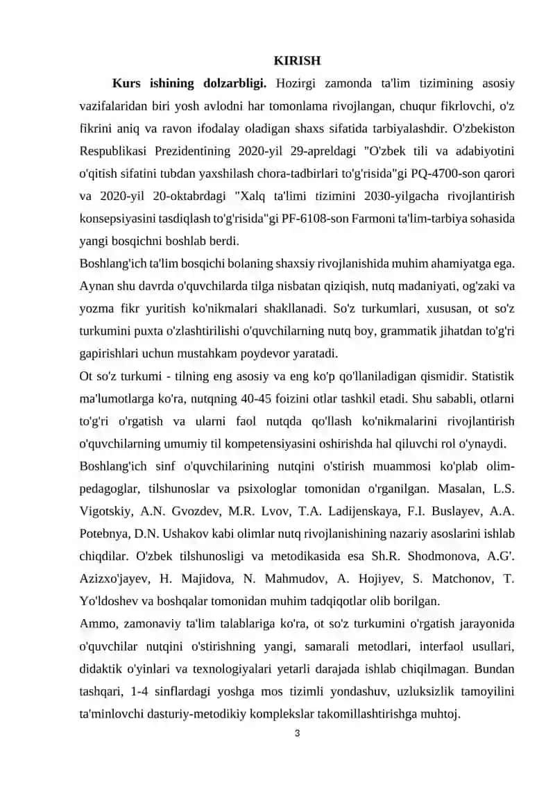 Ot so'z turkumini o'rganish jarayonida o'quvchilar nutqini o'stirish 3