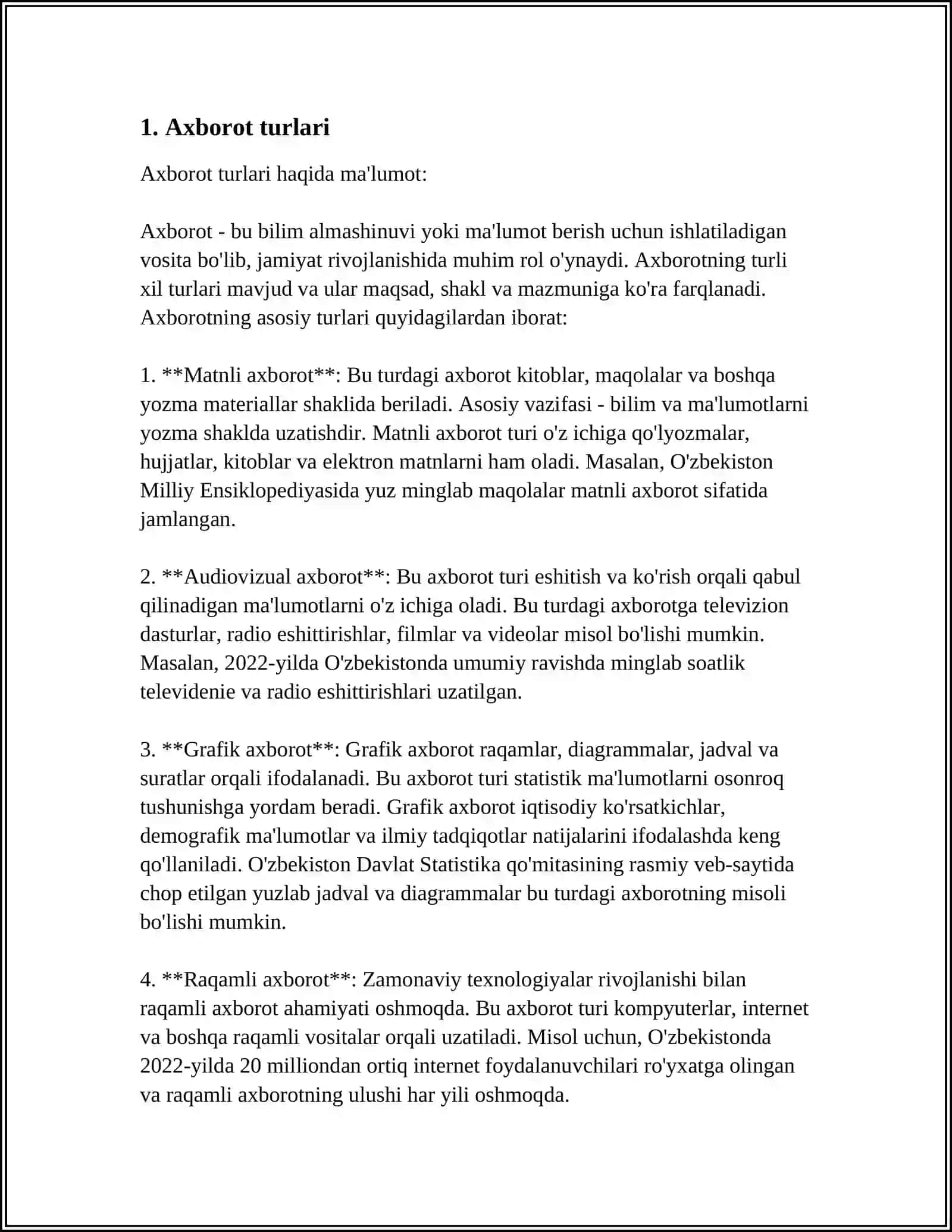 AXBOROT TURLARI VA TIZIMLARI HAQIDA TUSHUNCHA 3