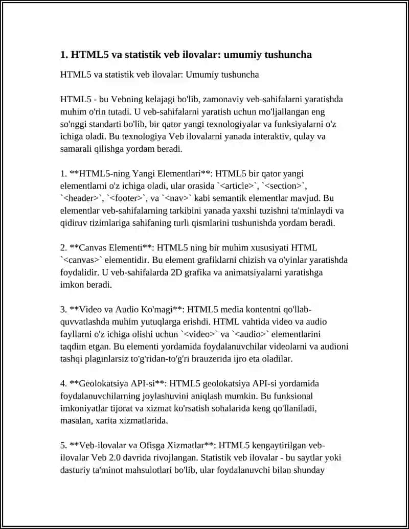 STATSIONAR WEB ILOVALARNI YARATISHDA HTML5 TILINING IMKONIYATLARIDAN FOYDALANISH 3