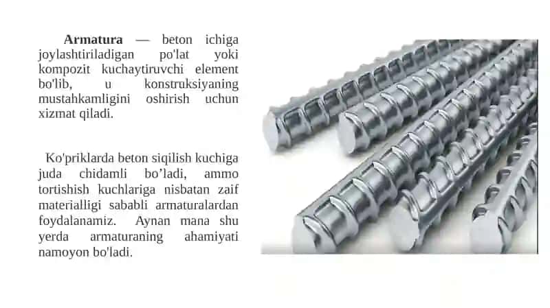 Temirbeton ko’priklar uchun ishlatiladigan armaturalar 3