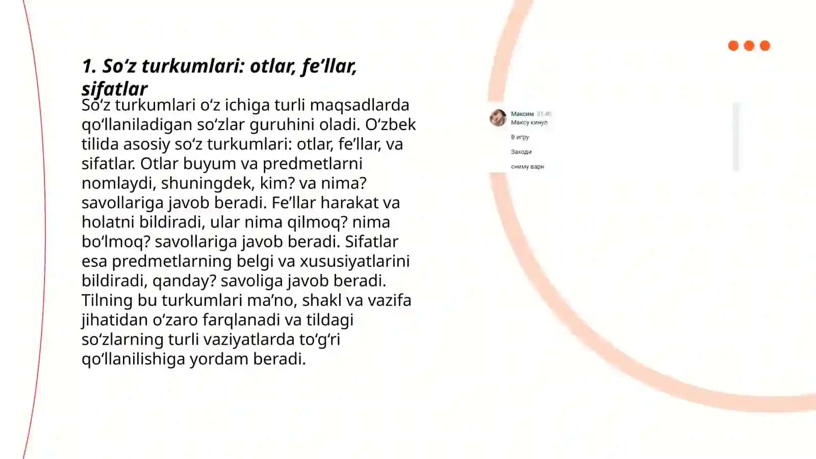 Grammatika tilning grammatik qurilishini òrganuvchi soha sifatida 3