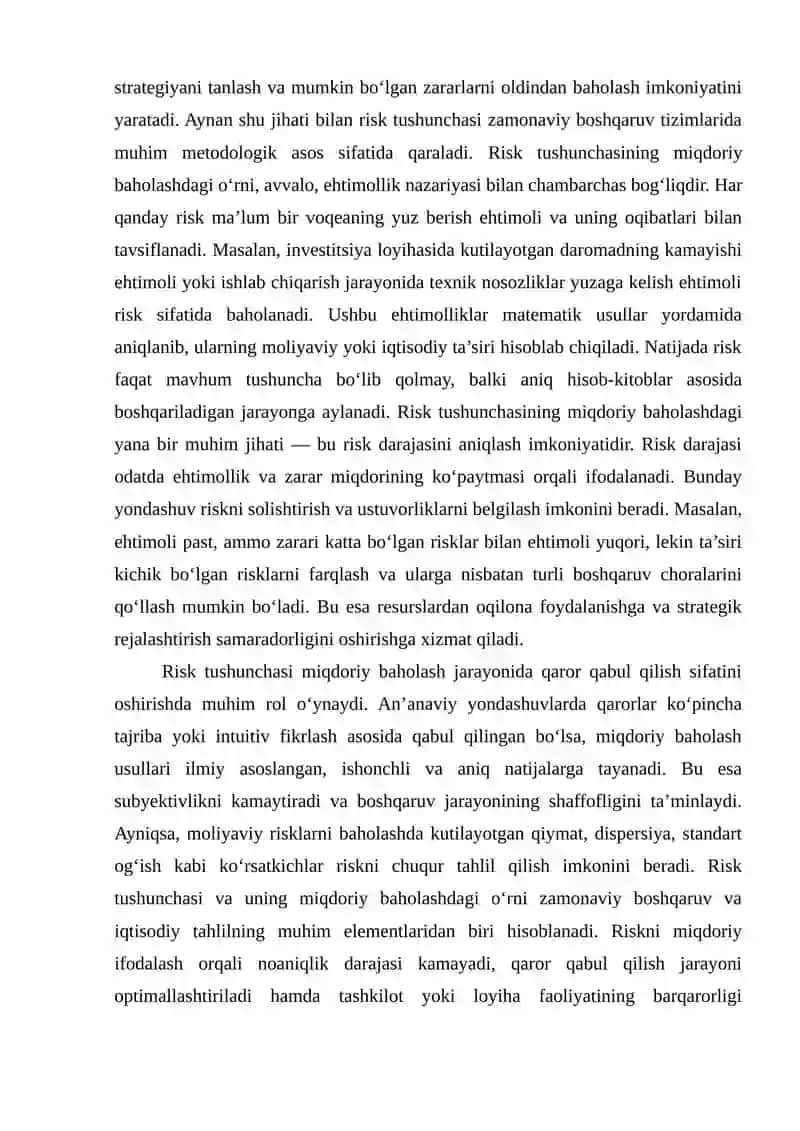 Risklarni miqdoriy baholash va ularni aniqlash usullari 3