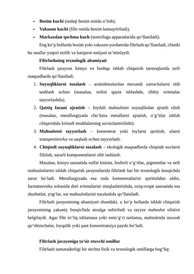 Filtrlash jarayoni va dastgohlari 3