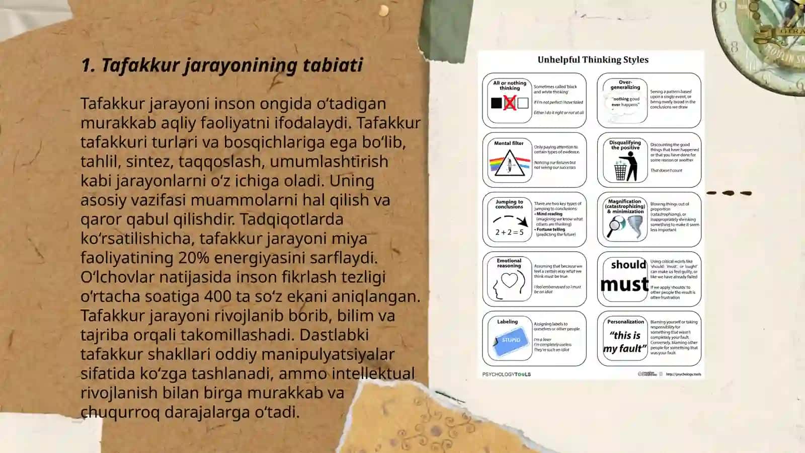 Tafakkur jarayonini o'rganish va axborot nazariyasi 3