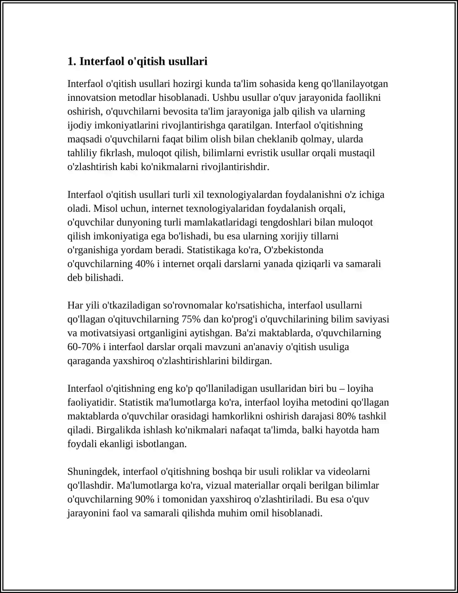 Interfaol o'qitish usullari 3