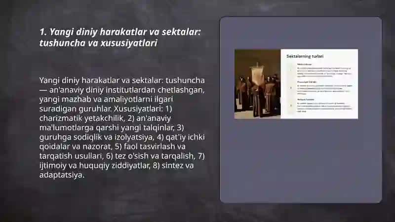 Yangi diniy harakatlar va sektalar: tushuncha va xususiyatlari 3