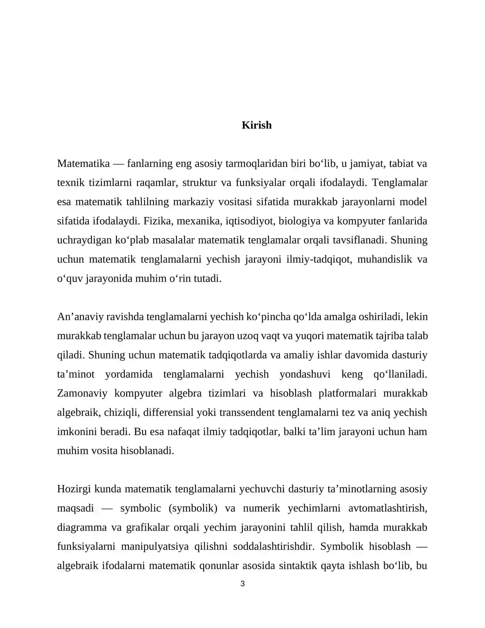 Matematik tenglamalarni natijasini chiqarib beruvchi dasturiy taminot 3