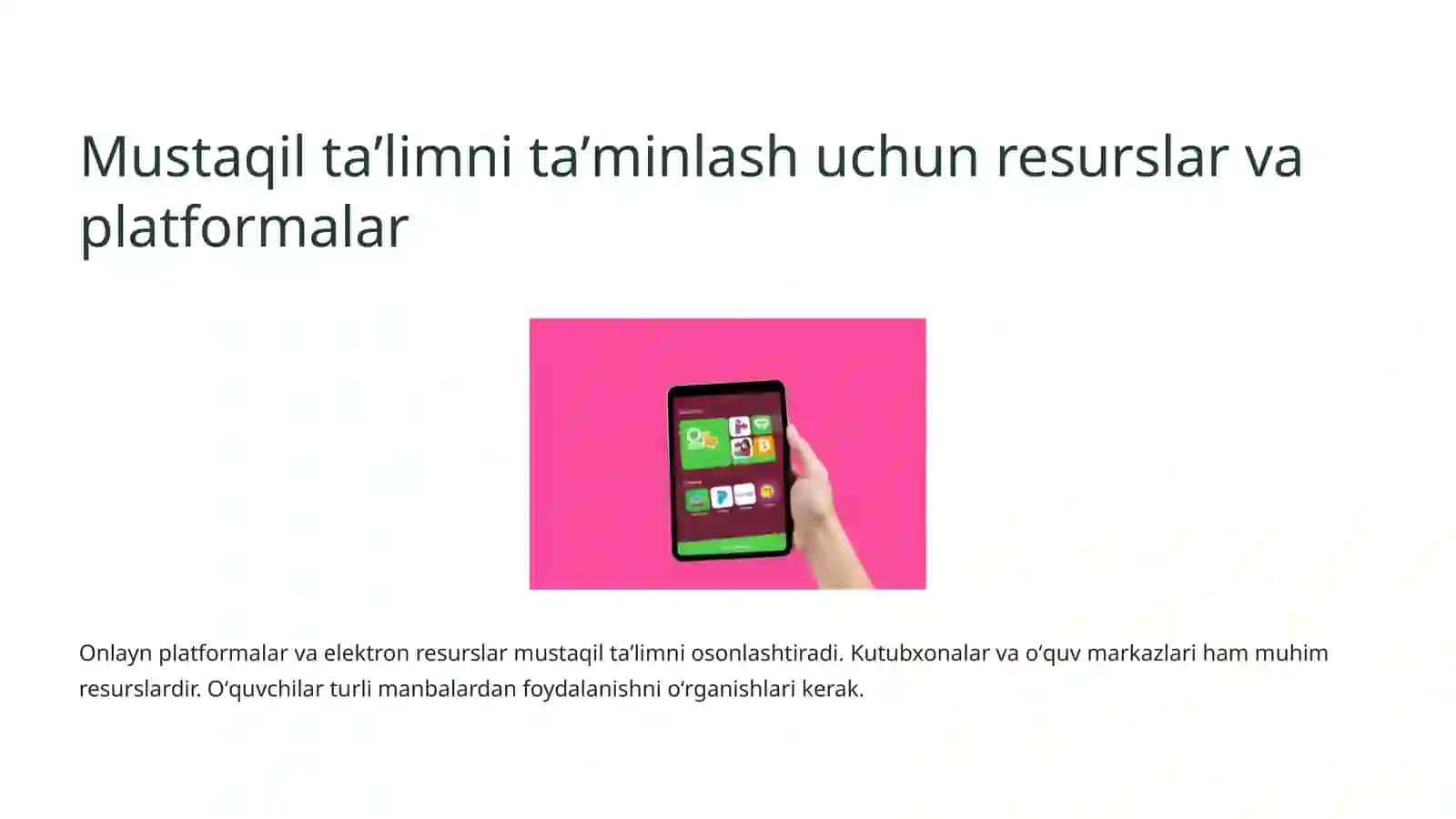Oʻquvchilarni Mustaqil Taʼlim Bilan Taʼminlash va Baholash 3